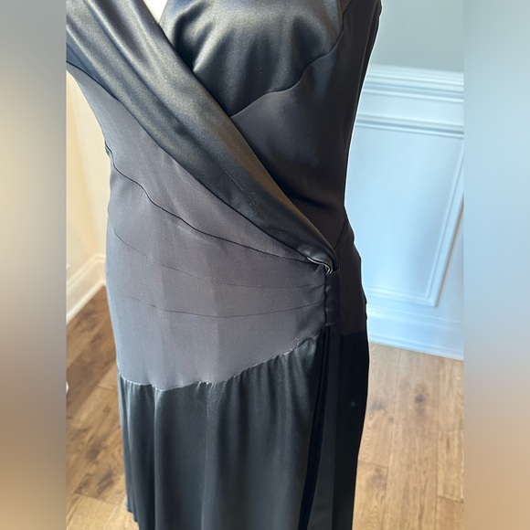 Bebe Vintage Black Racerback Ruched Handkerchief Dress size Large - Picture 5 of 14